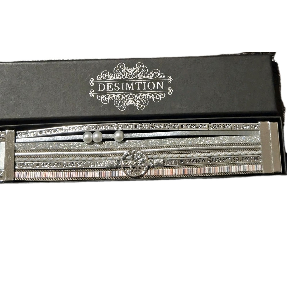Desimtion Tree Of Life Magnetic‎ Clasp Bracelet Silver Tone
